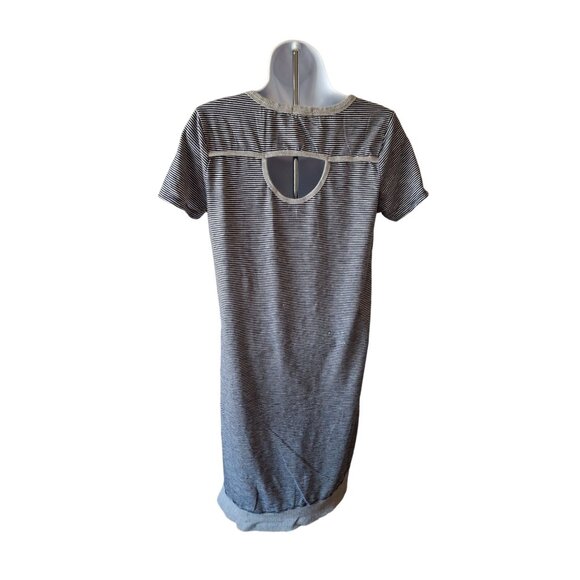 Mod O Doc Tunic Dress Small Blue Striped Keyhole Back Asymmetrical Nautical - Picture 2 of 6